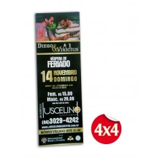 Marcador Página 5x18cm Papel Couchê 300g Laminação Fosca e Verniz UV Local. FR/VR 4x4 cores 1000 unidades